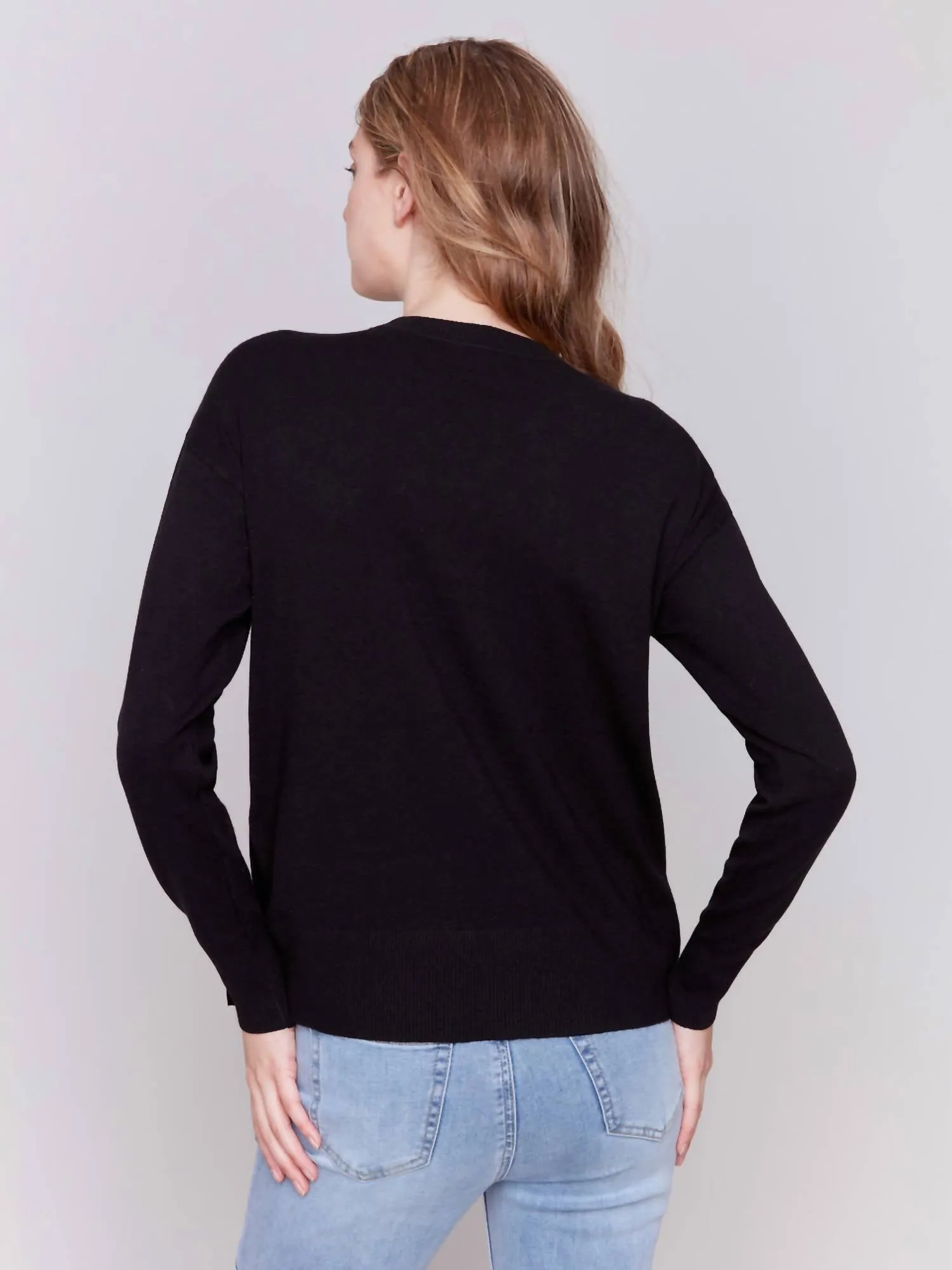 Sweater With Side Buttons In Black
