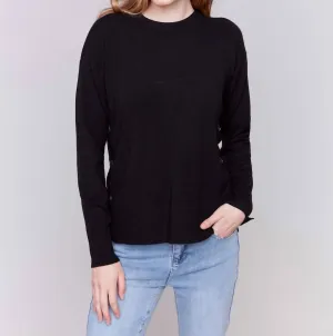 Sweater With Side Buttons In Black