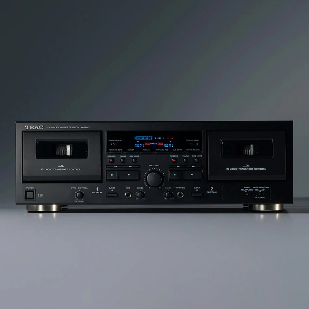 TEAC W-1200 Dual Cassette Player Recorder with Pitch Control Mic Input & USB Out (Black)