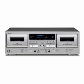 TEAC W-1200 Dual Cassette Player Recorder with Pitch Control Mic Input & USB Out (Silver)