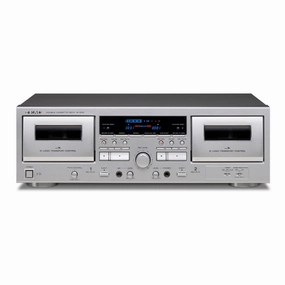 TEAC W-1200 Dual Cassette Player Recorder with Pitch Control Mic Input & USB Out (Silver) CD player,Compact Disc Player,CD Transport