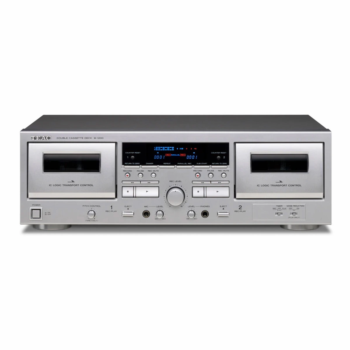 TEAC W-1200 Dual Cassette Player Recorder with Pitch Control Mic Input & USB Out (Silver) CD player,Compact Disc Player,CD Transport