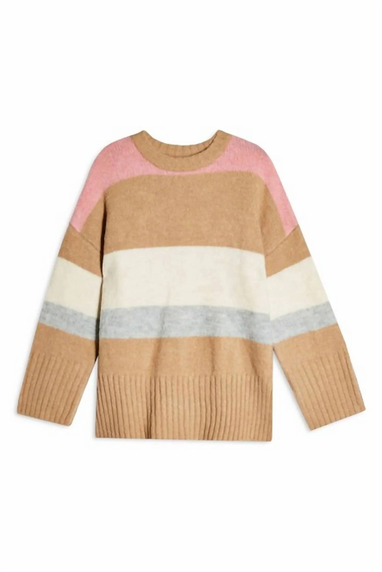 Ultra Soft Knit Crewneck Sweater Striped Pullover In Multicolor