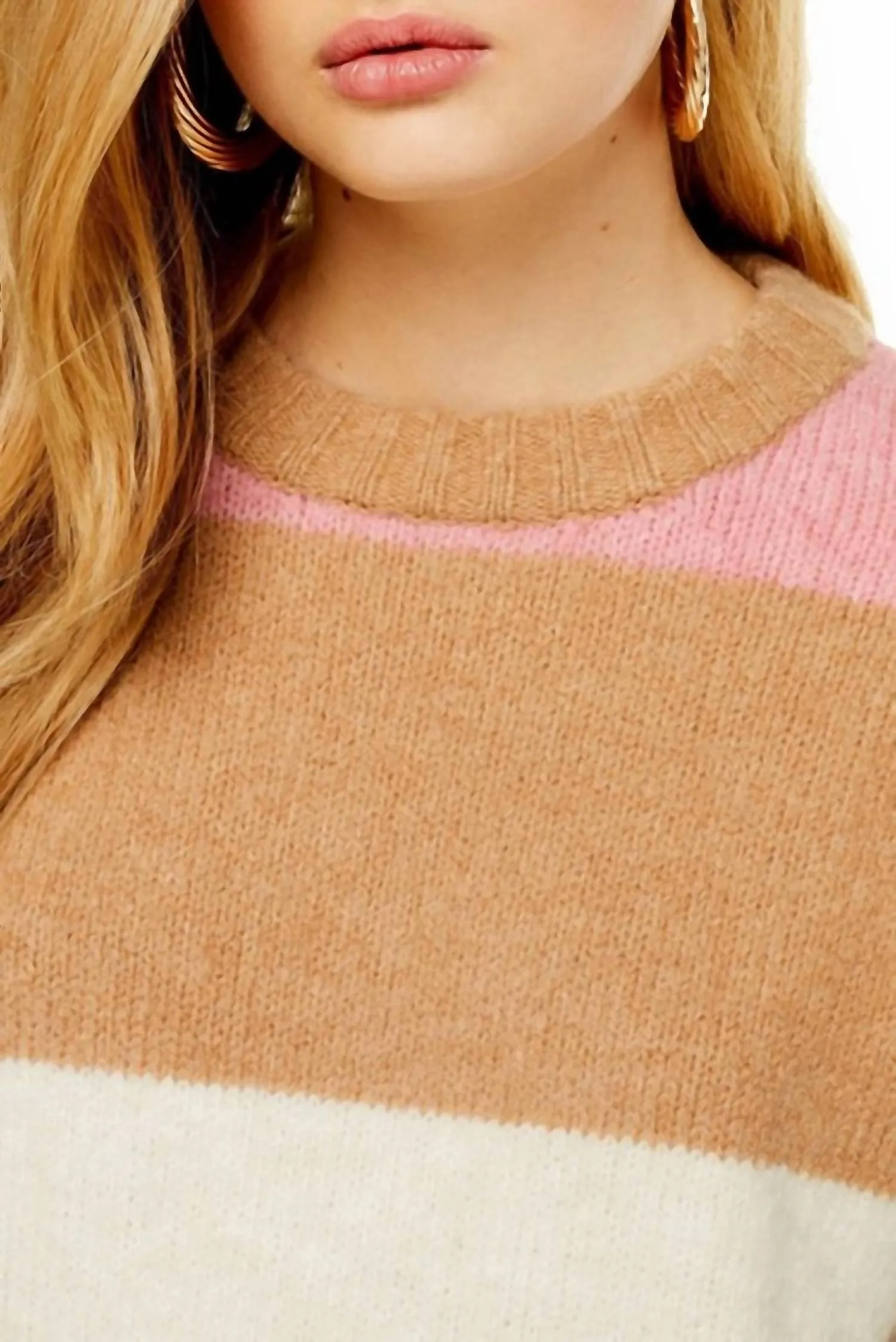 Ultra Soft Knit Crewneck Sweater Striped Pullover In Multicolor