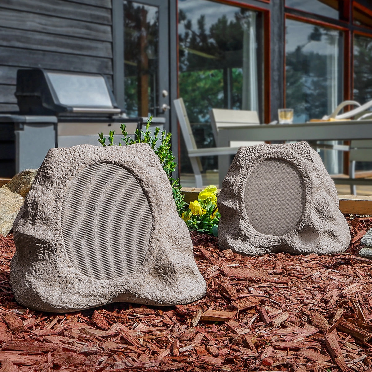 Victrola Rock Speaker Connect Bluetooth Outdoor Speaker with Solar Charging - Each (Stone)