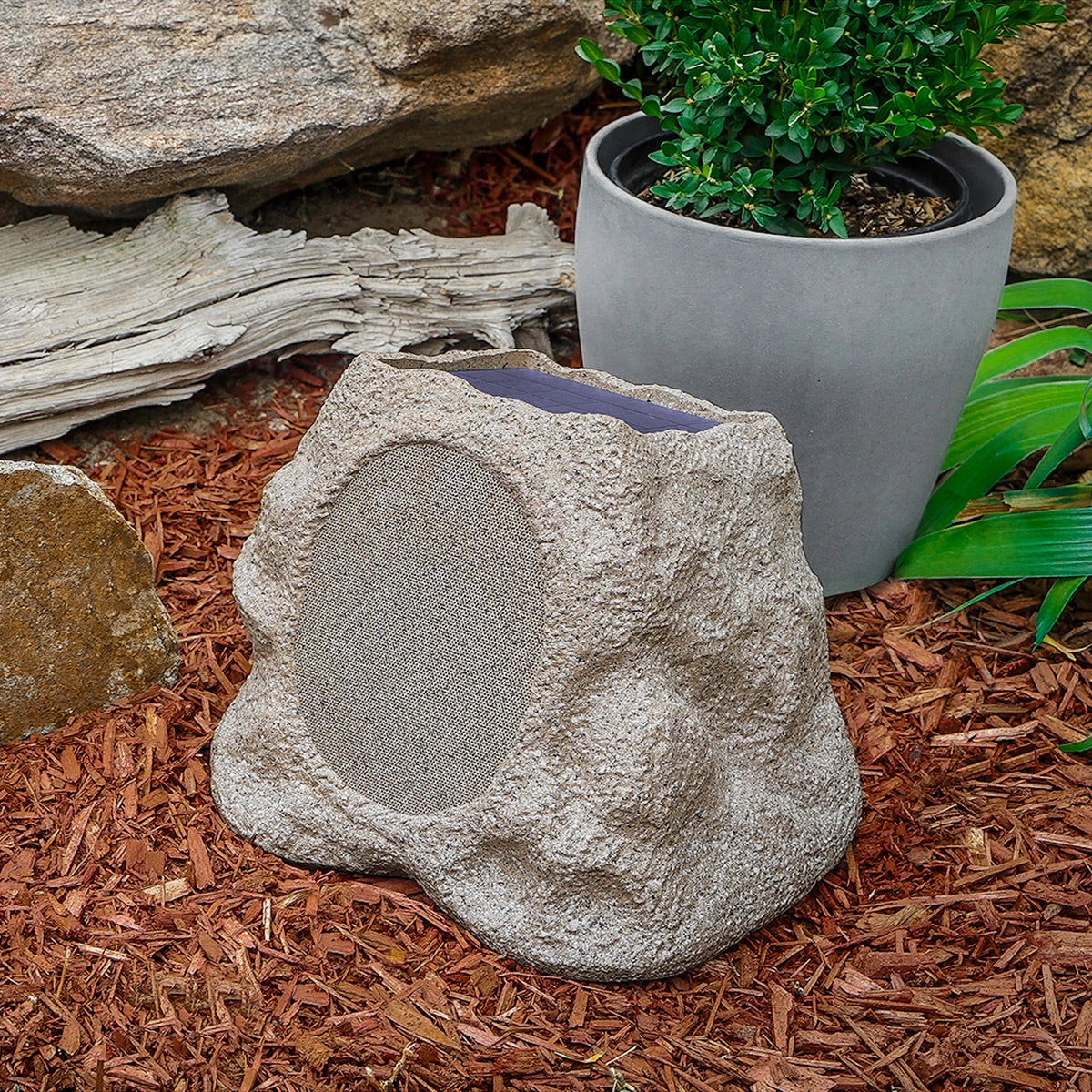 Victrola Rock Speaker Connect Bluetooth Outdoor Speaker with Solar Charging - Each (Stone)
