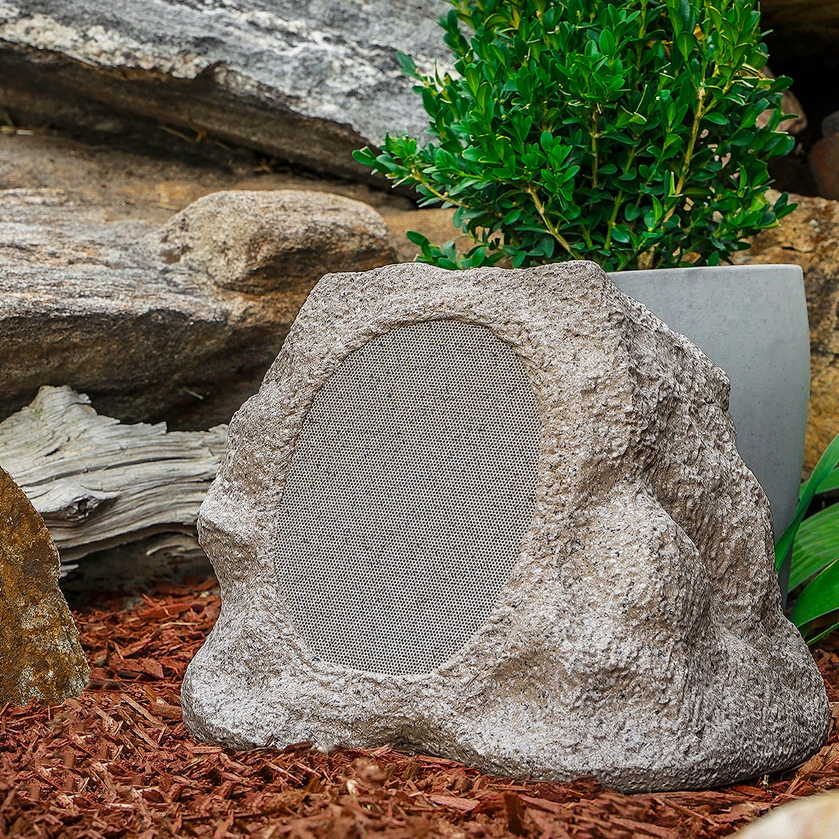 Victrola Rock Speaker Connect Bluetooth Outdoor Speaker with Solar Charging - Each (Stone)