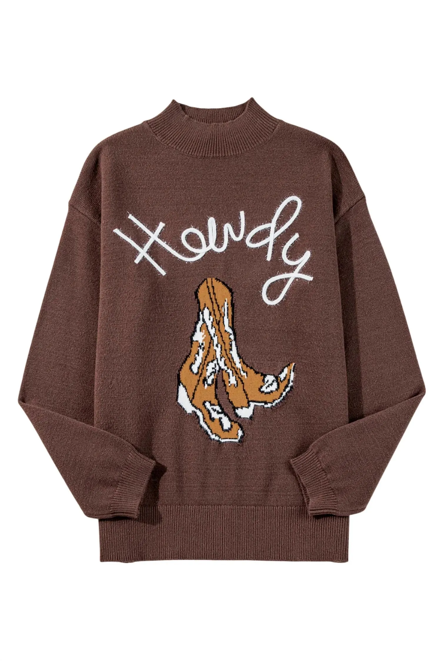 Western Howdy Sweater In Coffee
