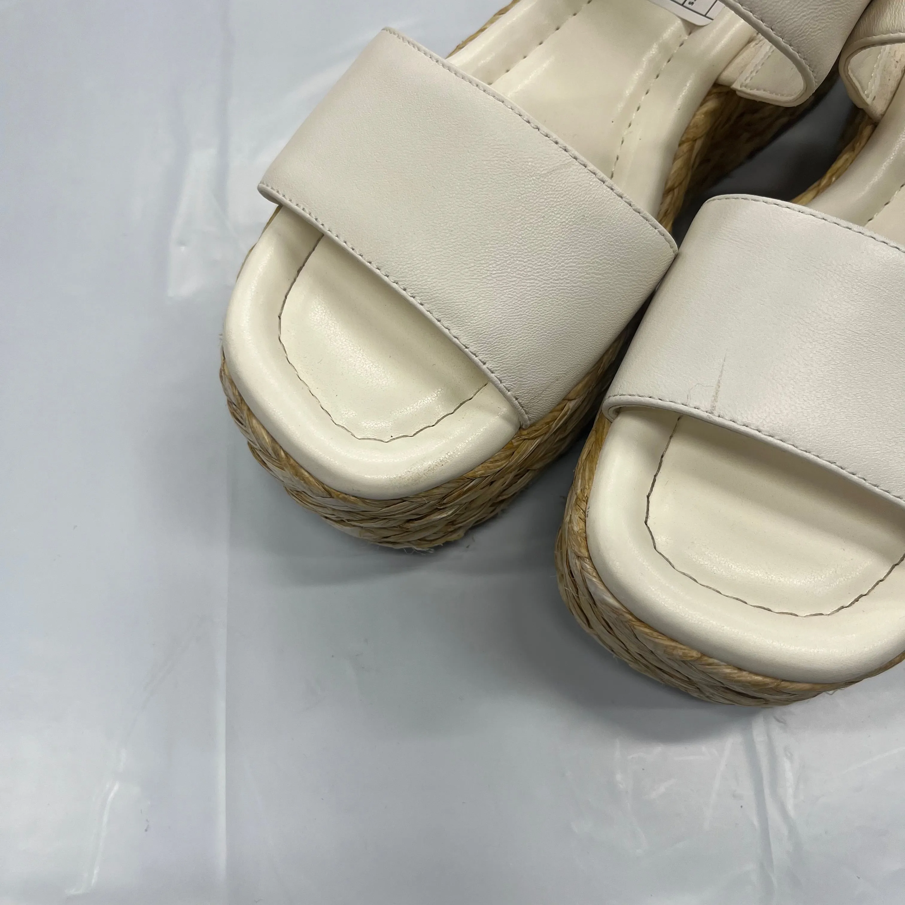White Shoes Heels Espadrille Block Marc Fisher, Size 8.5 marc-fisher