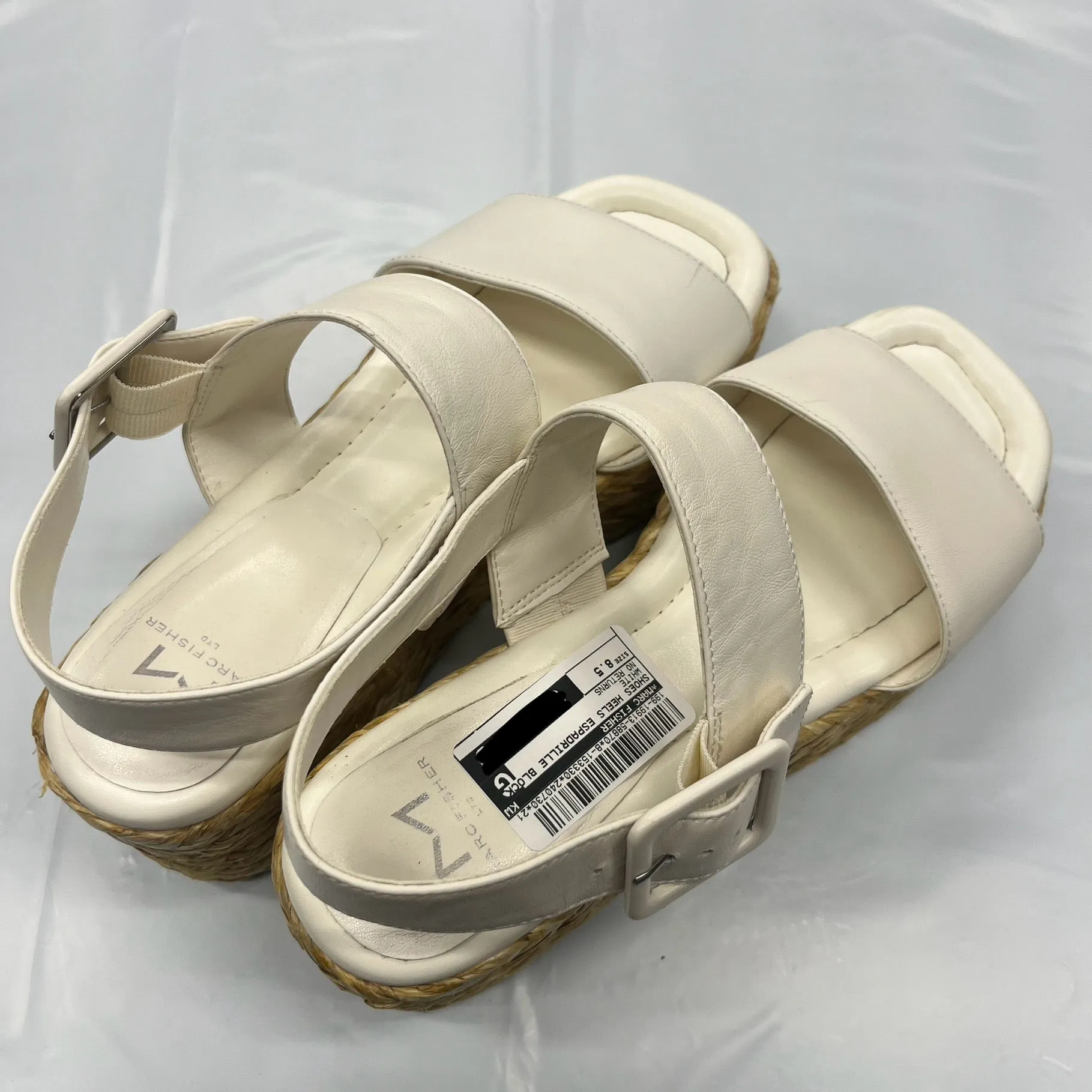 White Shoes Heels Espadrille Block Marc Fisher, Size 8.5 marc-fisher