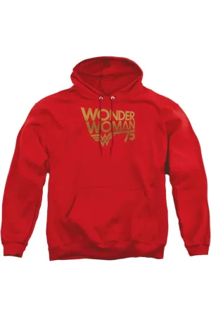 Wonder Woman Wonder Woman 75th Anniversary Gold Logo Adult Pull Over Hoodie / Hooded Sweatshirt