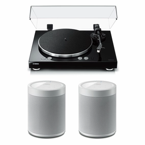 Yamaha MusicCast Vinyl 500 Turntable with MusicCast 20 Wireless Speakers - Pair (White) Wireless & Multiroom Speakers,WiFi Speakers,Connected Audio