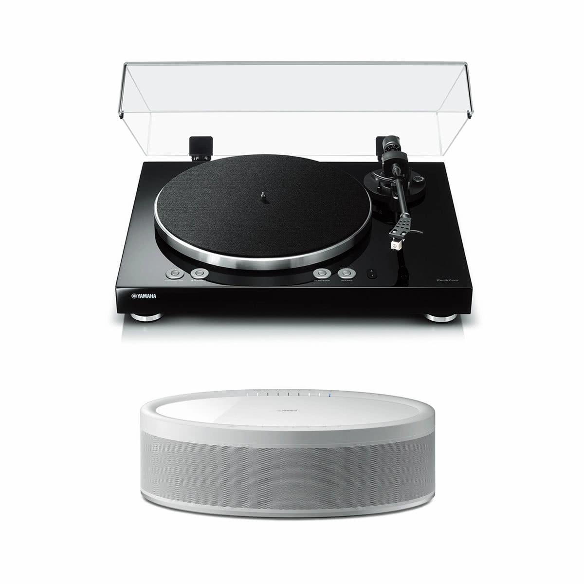 Yamaha MusicCast Vinyl 500 Turntable with MusicCast 50 Wireless Speaker (White) Wireless & Multiroom Speakers,WiFi Speakers,Connected Audio