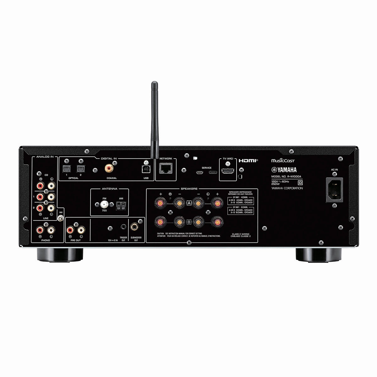 Yamaha R-N1000A Stereo Network Receiver with HDMI ARC, Bluetooth, Wi-Fi, and MusicCast (Silver)