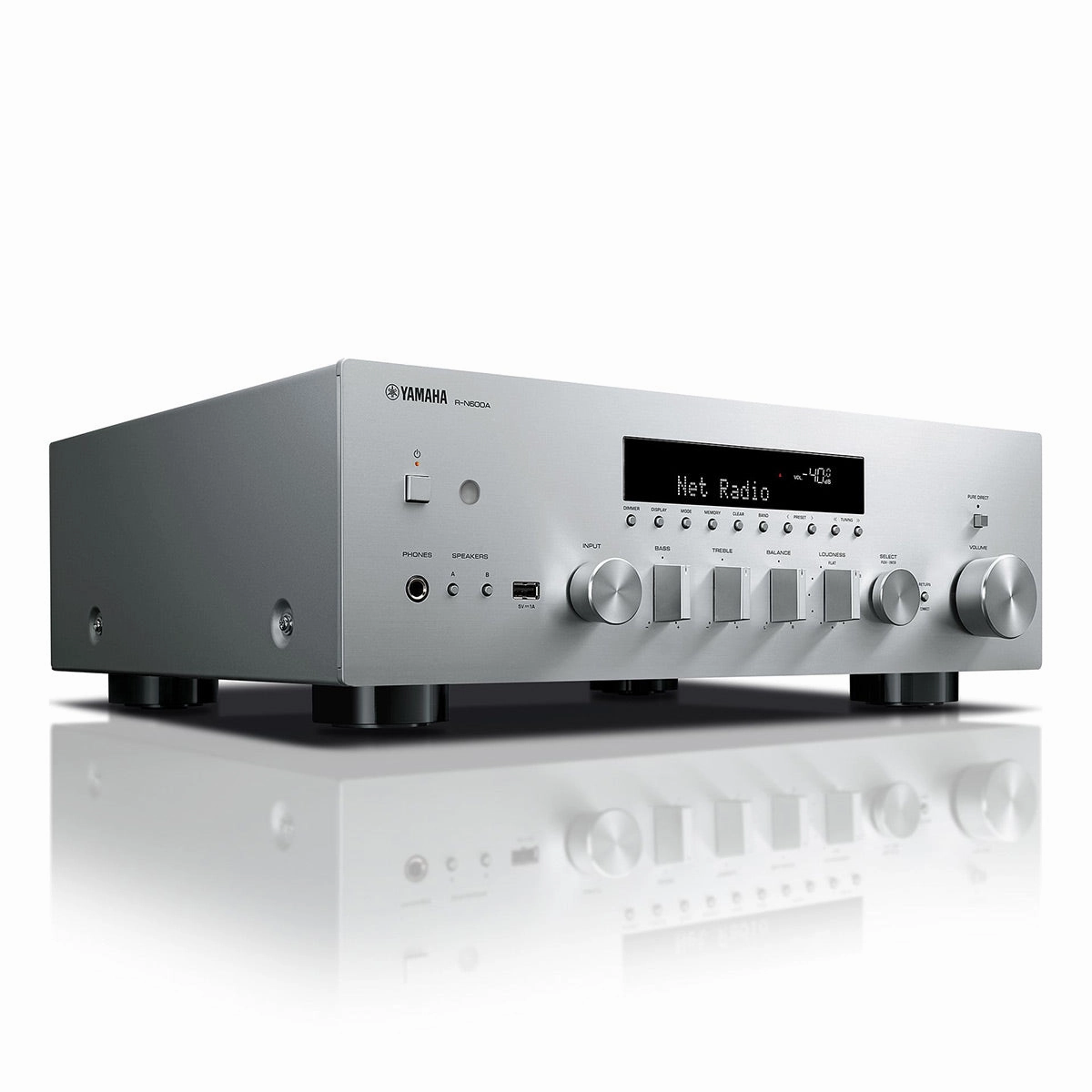 Yamaha R-N600A Stereo Network Receiver with Wi-Fi, Bluetooth, and MusicCast (Silver)