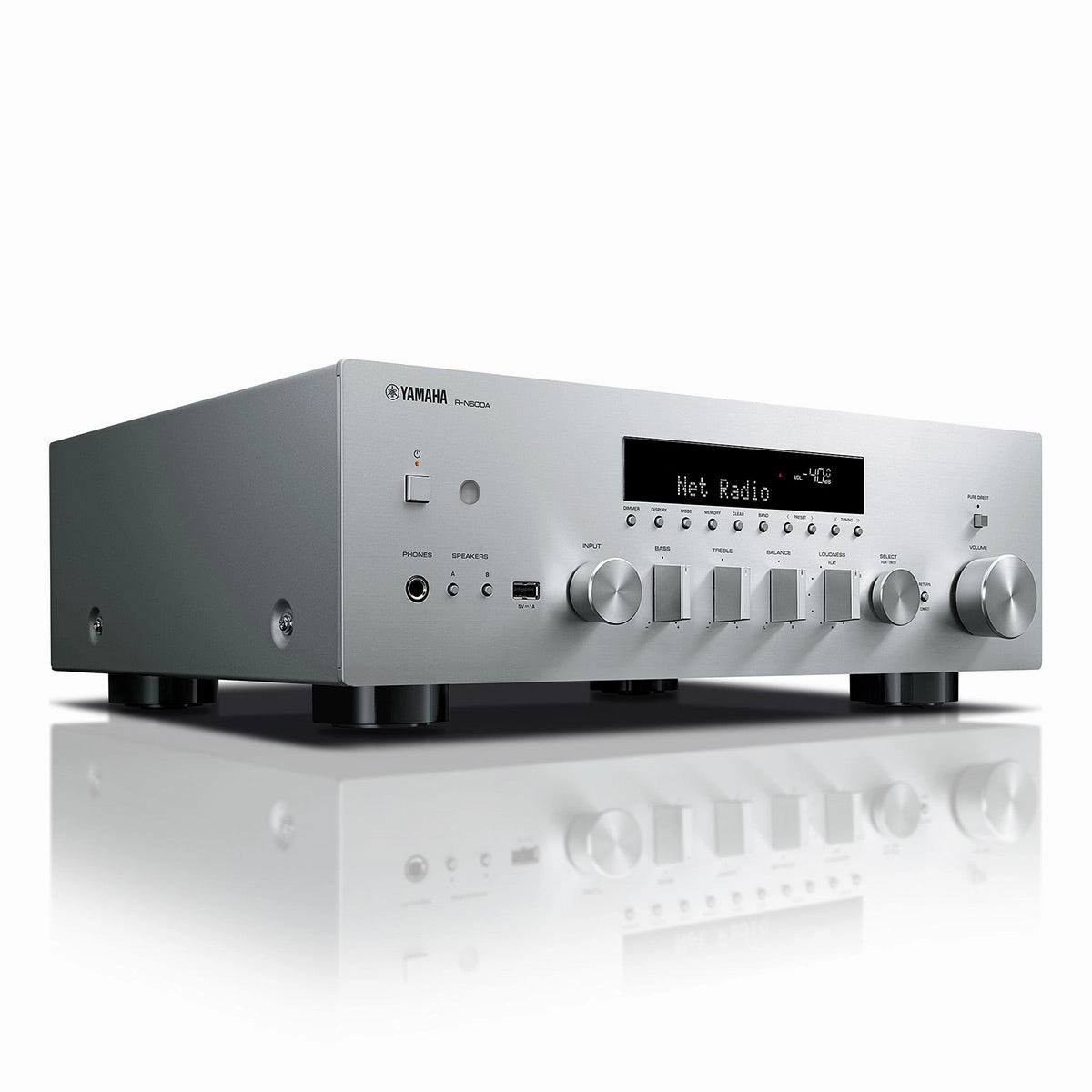 Yamaha R-N600A Stereo Network Receiver with Wi-Fi, Bluetooth, and MusicCast (Silver)