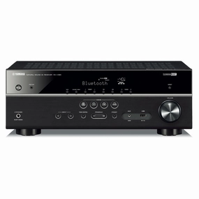 Yamaha RX-V385BL 5.1 Channel AV Receiver with YPAO Automatic Room Calibration hi-fi volume knob,hi-fi remote control system,hi-fi smart amplifier