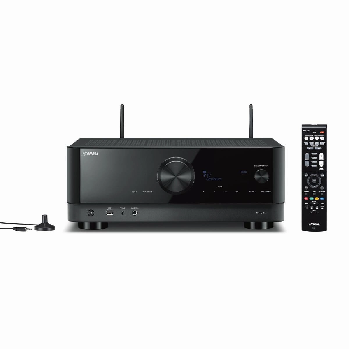 Yamaha RX-V4 5.2-Channel AV Receiver with 6-Outlet Surge Protector and 8K-10K 48Gbps HDMI Cable - 4.92 ft. (1.5m)