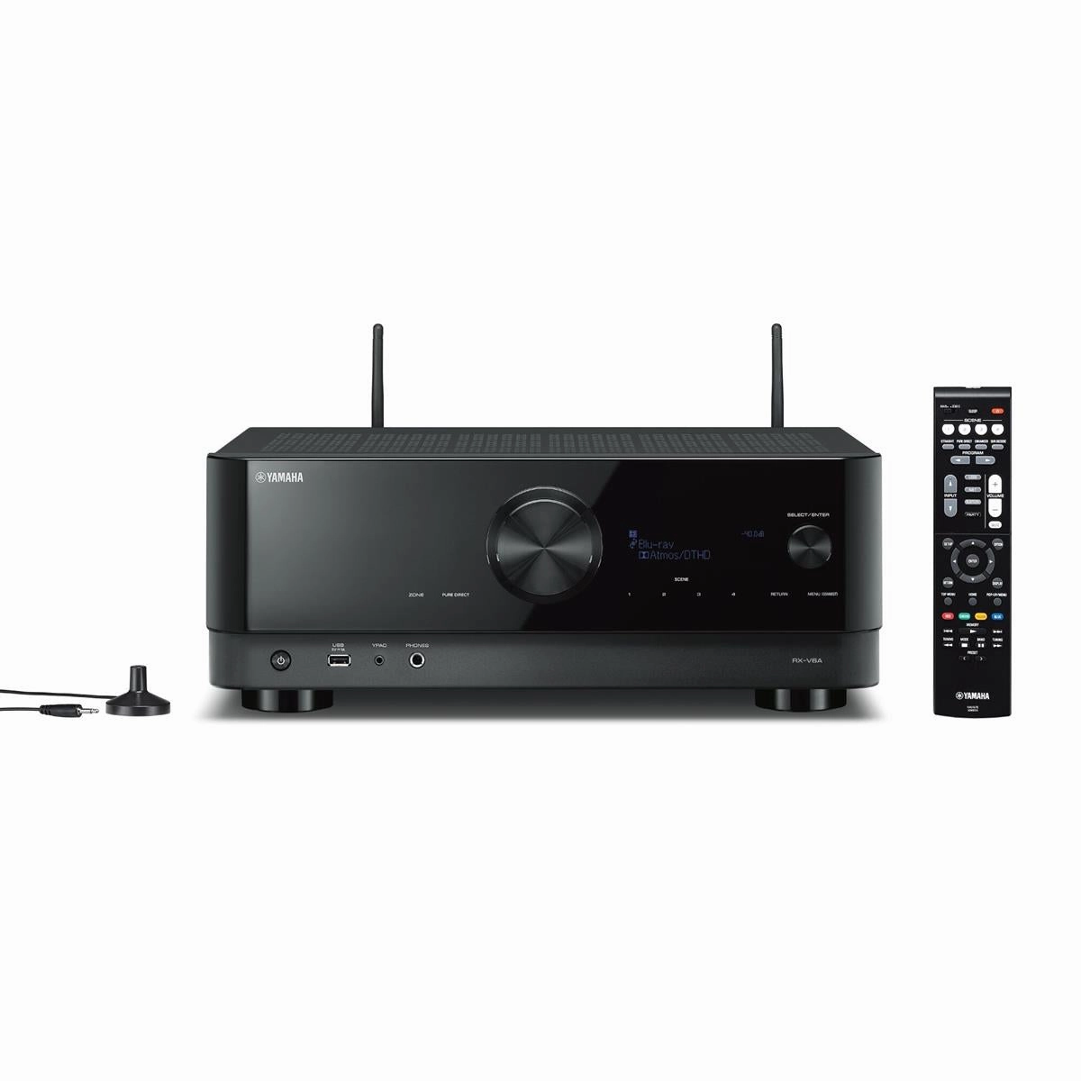 Yamaha RX-V6 7.2-Channel AV Receiver with 6-Outlet Surge Protector and 8K-10K 48Gbps HDMI Cable - 4.92 ft. (1.5m)