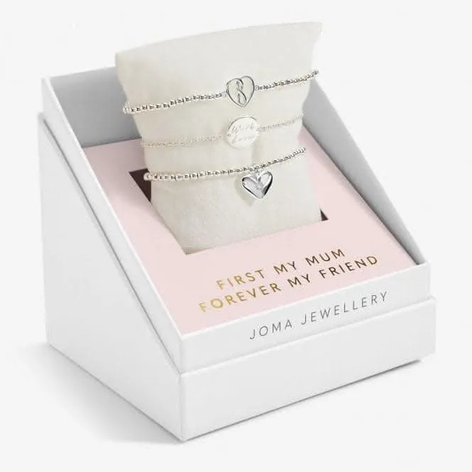 You Gift Box First My Mum Forever My Friend Silver Plated Set Of 3 Bracelet 6959 Joma Jewellery