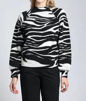 Zebra Print Sweater In Black/white