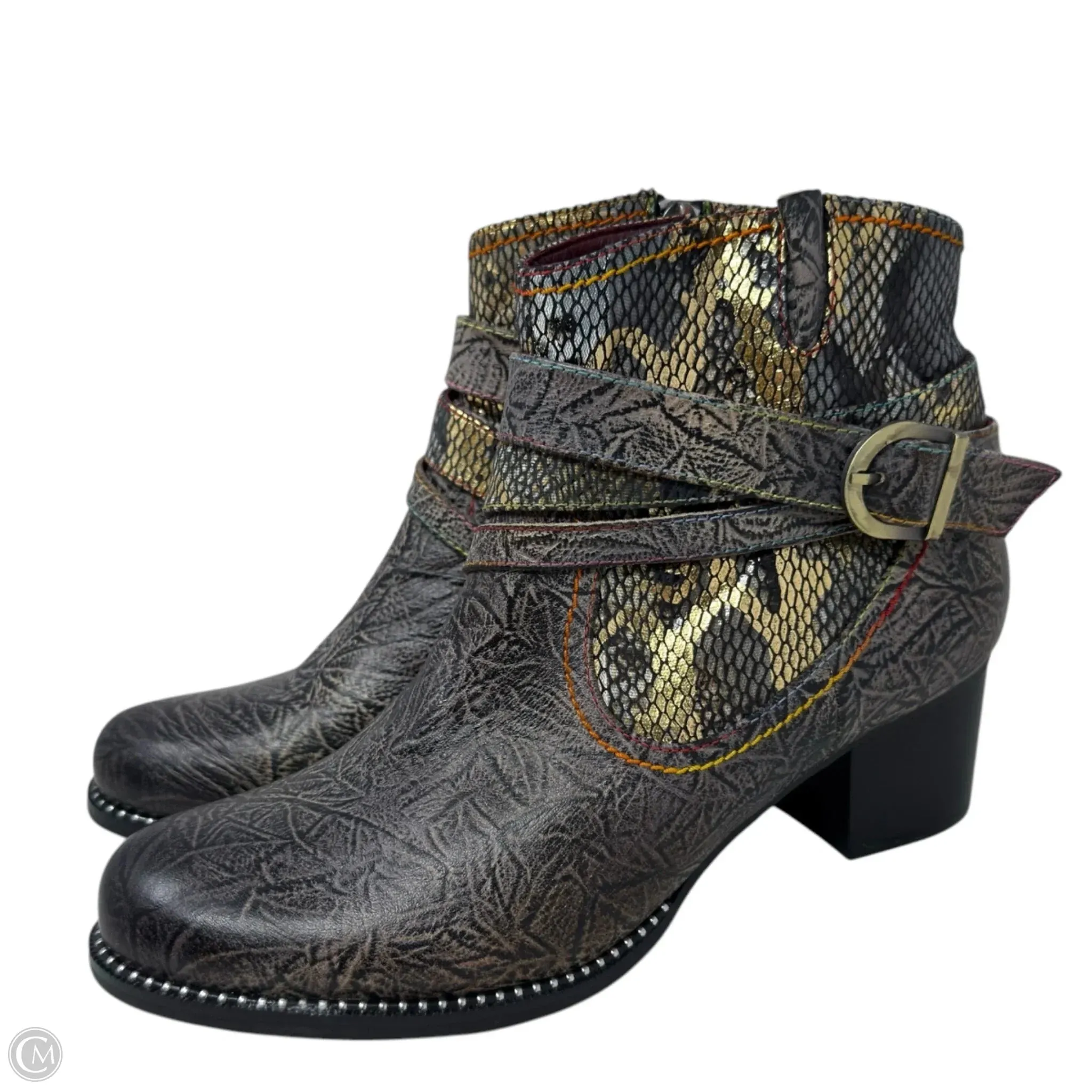 Zhamsha Shine Western Booties By L’Artiste X Spring Step In Multi-colored, Size: 7.5