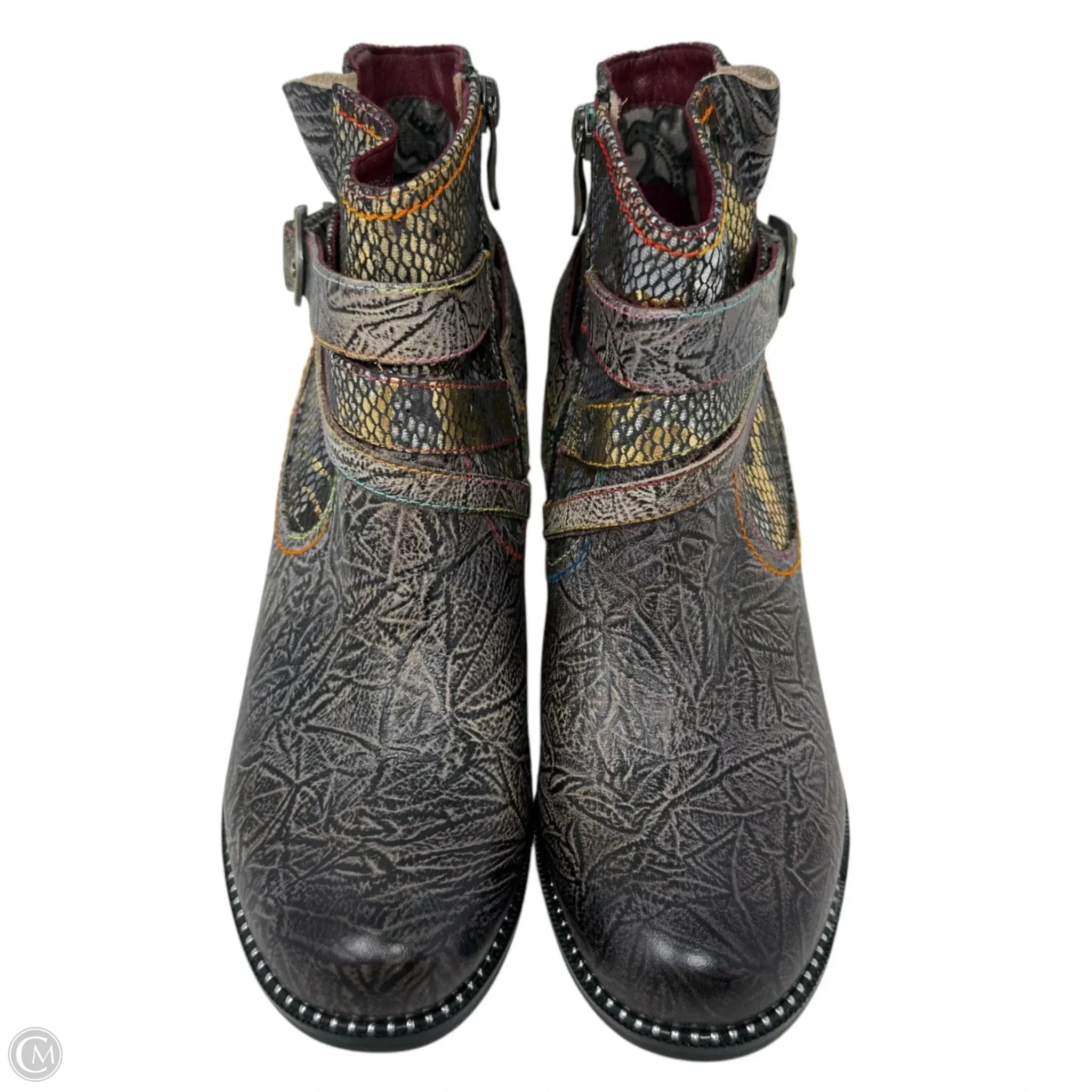Zhamsha Shine Western Booties By L’Artiste X Spring Step In Multi-colored, Size: 7.5
